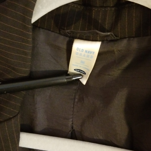 Brown Old Navy blazer, military, pin stripes, sz M - Picture 6 of 7
